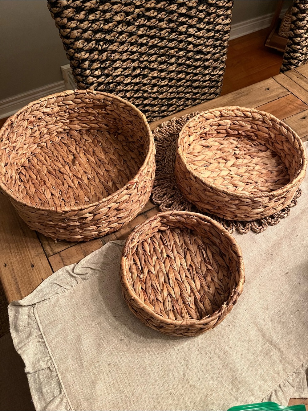 Woven Hyacinth Nesting Baskets Set of 3 -